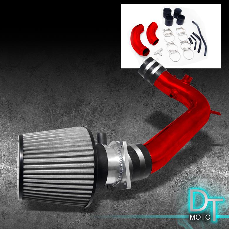 Stainless washable cone filter + cold air intake 91-94 240sx s13 2.4l 4cyl red