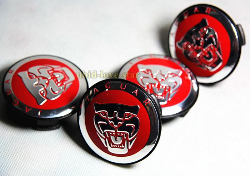 Set 2.25" red jaguar emblem wheel center covers caps s type x bingo xf xj8 xk8