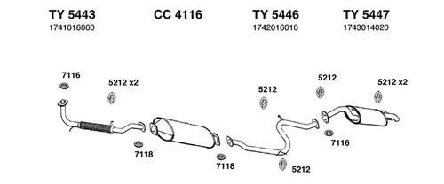 Ansa/silverline ty5447 exhaust muffler-oe design rear muffler