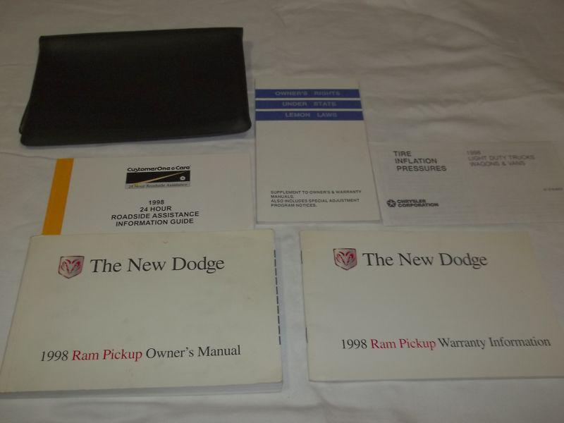 1998 dodge ram pickup truck owner's manual 6/pc.set & black dodge factory case.