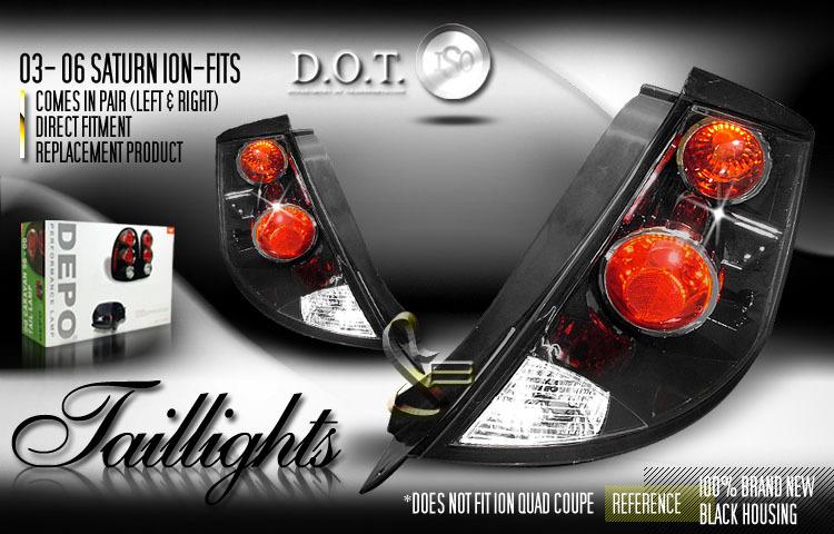 Depo pair euro style black altezza tail lights 03-07 04 05 06 saturn ion sedan