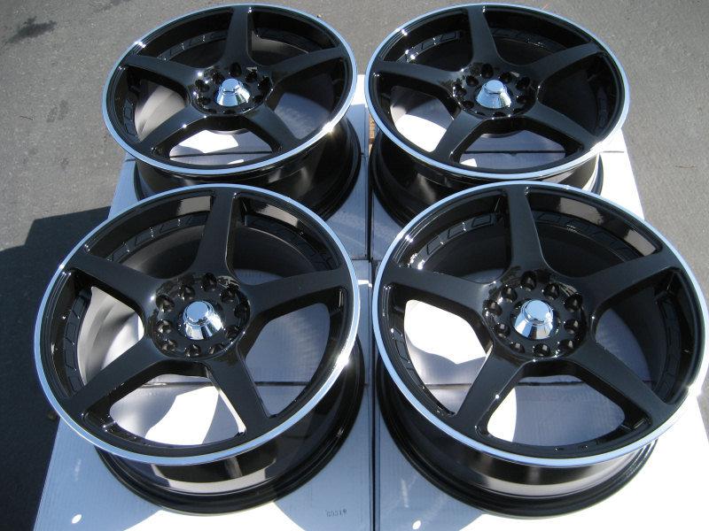 17 5x114.3 5x100 black effect wheels camry tl rsx acura altima maxima 5 lug rims