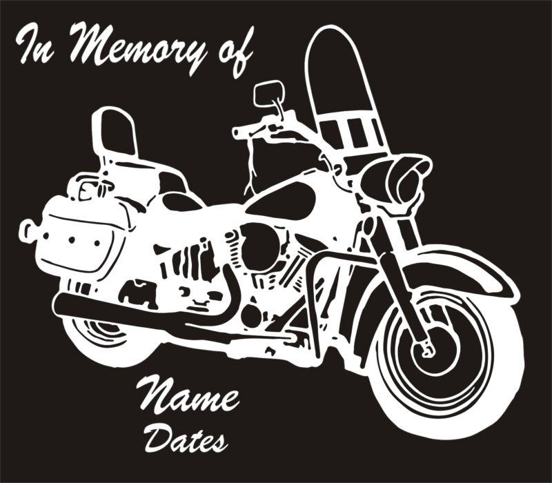 In memory of fatboy biker harley motorcycle vinyl decal window sticker