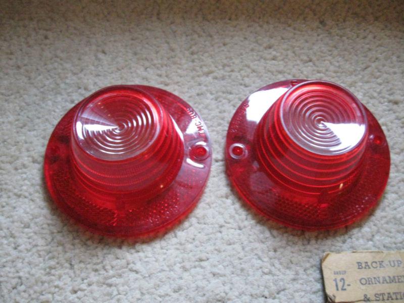 1962 chevy impala tail/backup light lenses w/o trim. pair! glo-brite. new!  