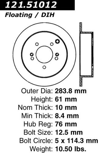 Centric 121.51012 rear brake rotor/disc-c-tek standard rotor