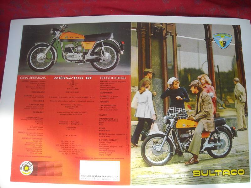 Bultaco mercurio 155 gt, 139m, photocopy factory sales brochure, original size