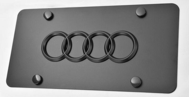 Audi 3d black emblem on black stainless steel license plate 