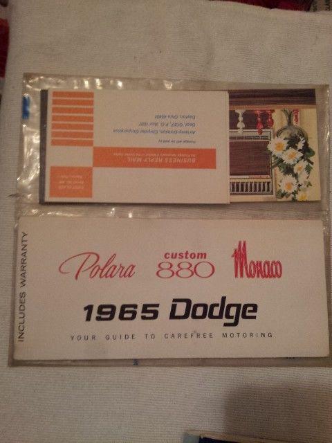 1965 dodge monaco polara custom 880 chrysler owner's manual nice!!