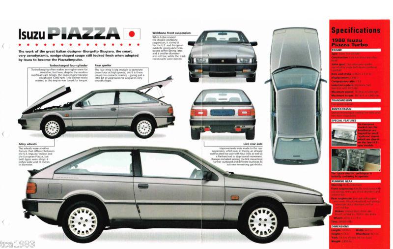 Isuzu piazza turbo imp brochure; 1987,1988,1989