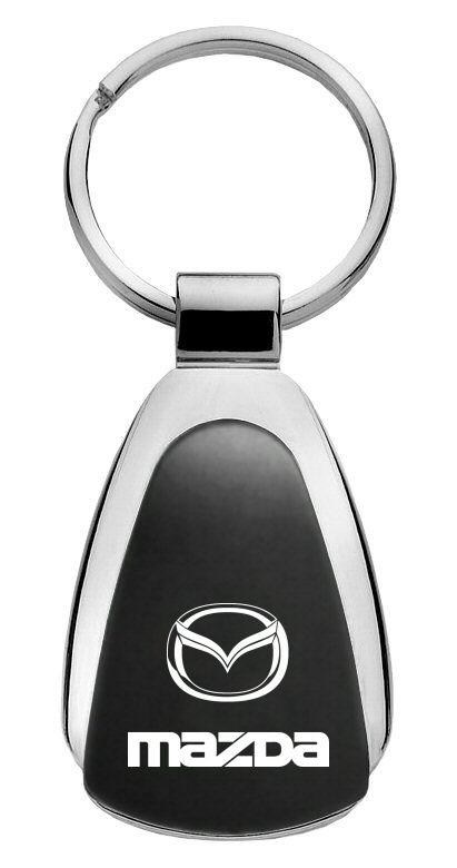 Mazda black tear drop metal keychain car ring tag key fob logo lanyard