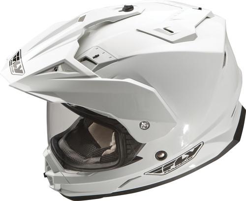 Fly racing trekker motorcycle helmet white large