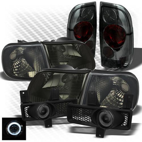 97-98 f150, f250ld smoke headlights + altezza tail lights + projector fog lights