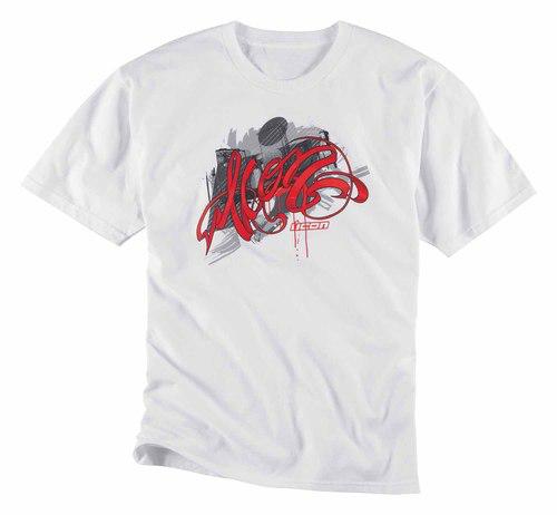 New icon rybbon adult cotton tee/t-shirt, white/gray/red, med/md