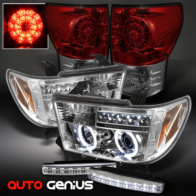 07-13 tundra ccfl projector headlights + red smoke led tail lights + daytime led