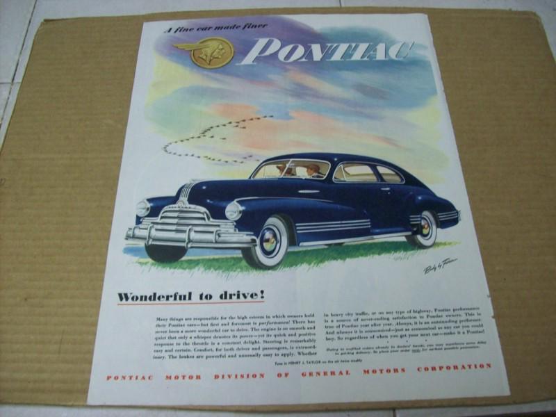 1947 pontiac 2 dr. sedan  advertisement , vintage ad