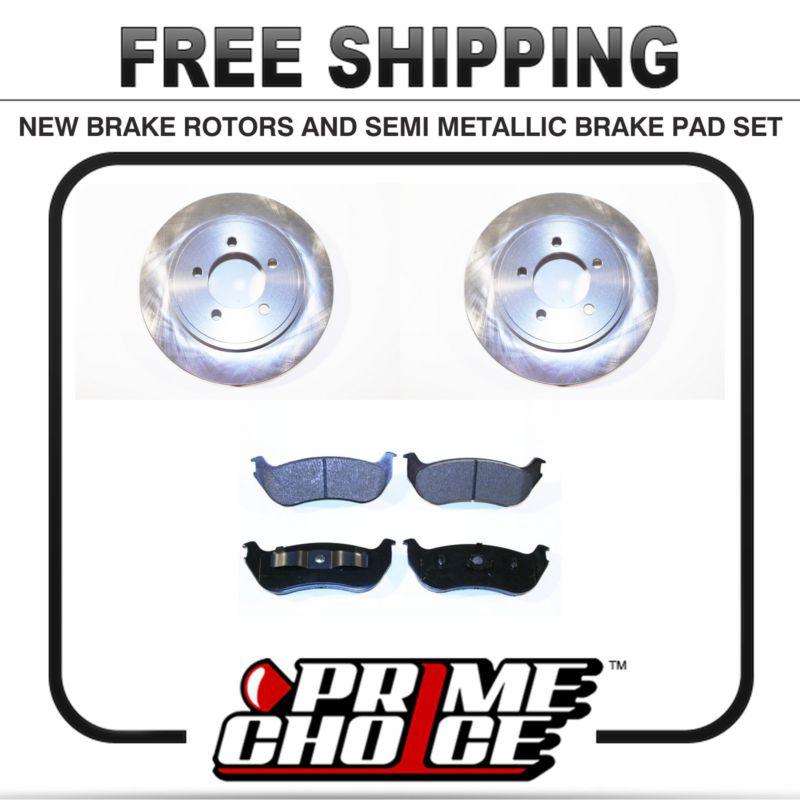 Premium rear metallic brake pads and disc rotors complete kit left & right pair