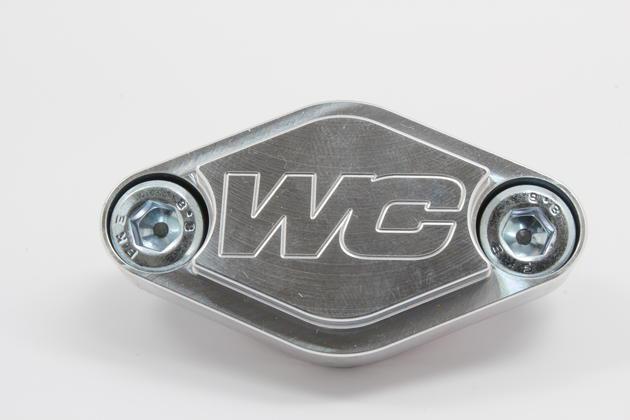 Works connection caliper block off plate rear silver fits kawasaki kfx400 05-06