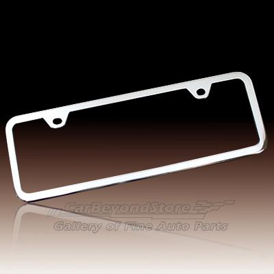 Slim half-size chrome stainless steel license plate frame, lifetime warranty