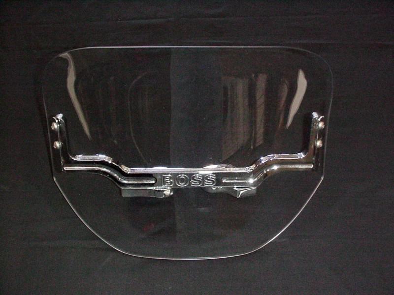 Boss hoss motorcycle windshield 14" x 10" clear w/ brackets 