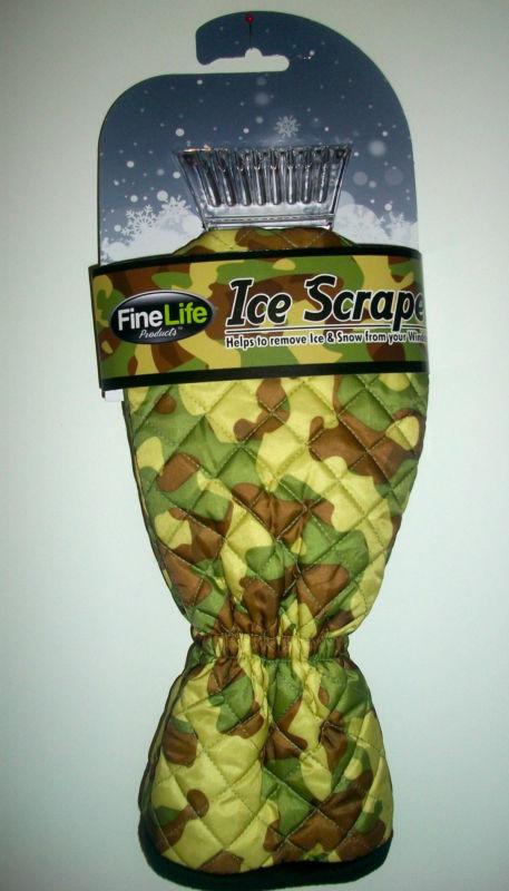 Camo windshield ice snow scraper fine life auto truck insulated glove mitten