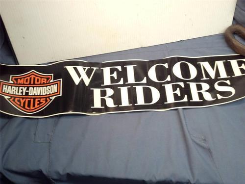 #7911 harley ironhead touring lowrider panhead f bar shield welcome riders decal