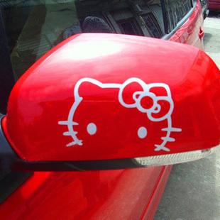 2pcsx hello kitty mirror stickers decalsbeard hollow out auto car decor  white