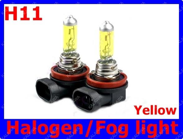 Amber/yellow 2 x h11 xenon headlight halogen fog light lamp bulbs 12v 55w aaa