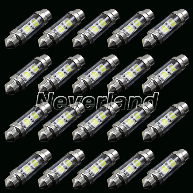 20x 39mm 5050 3 smd led car interior festoon dome white light lamp bulb 12v new