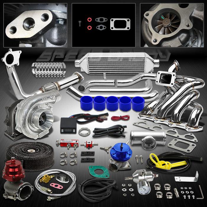 T04e t3/t4 13pc turbo kit+top manifold+downpipe 88-01 b16/b18 civic/cr-x/integra