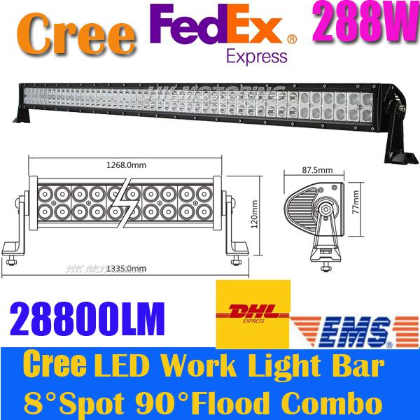 50''288w work light led 10v-30v spot flood combo for offroad car pickup 4wd atv