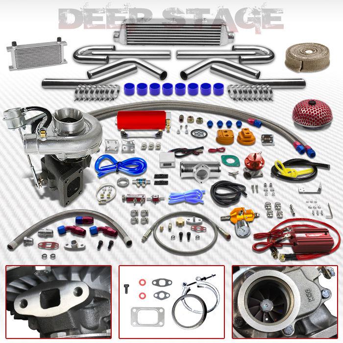 T04e t3/t4 v-band 17pc turbo kit w/intercooler+blow off valve+boost controller