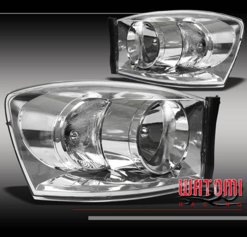 06 07 08 dodge ram 1500 2500 3500 pickup crystal headlight chrome left+right set