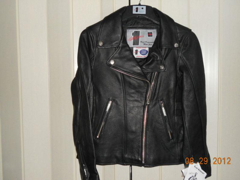 Evel knievel ladies sz med motorcycle leather jacket 