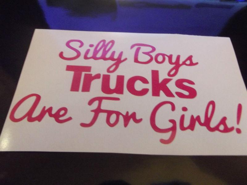 Silly boys trucks are for girls decal (pink)