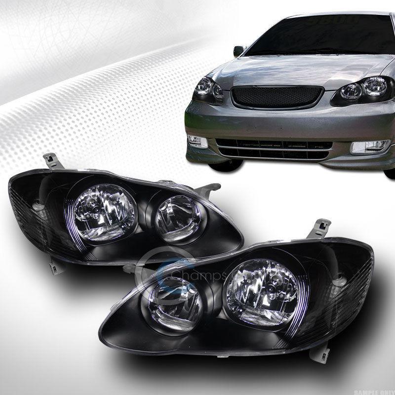 Jdm crystal blk clear head lights lamp signal left+right dy 03-08 toyota corolla