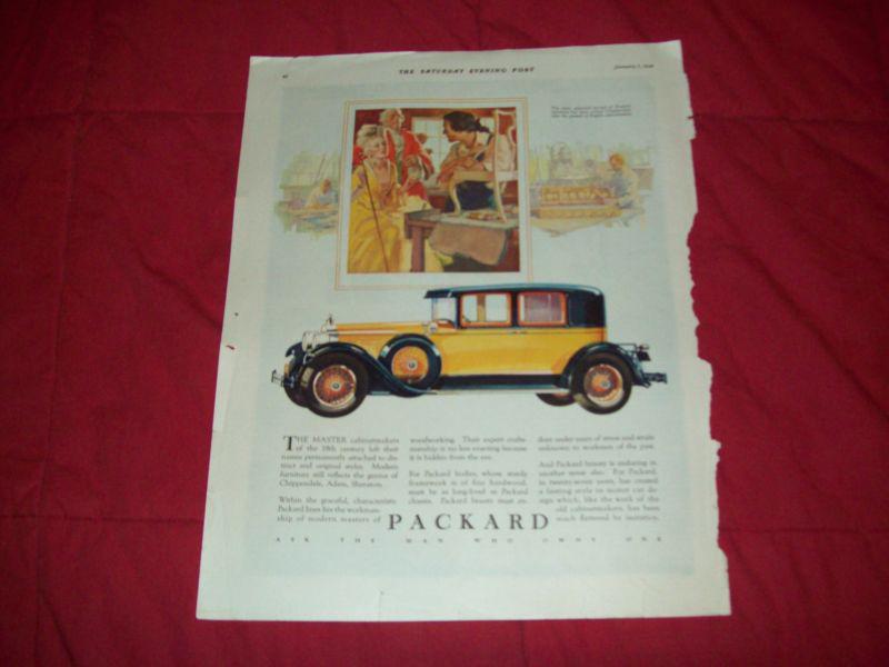 1928 packard car ad - yellow, black