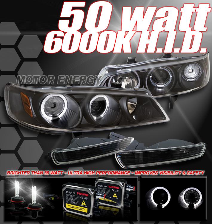 94 95 accord halo projector head light+bumper+6000k hid