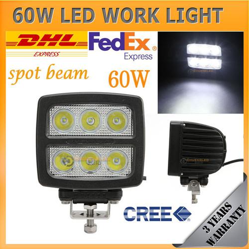 4wd awd 12v 24v 60w cree led work driving light off-road atv utv spot beam truck