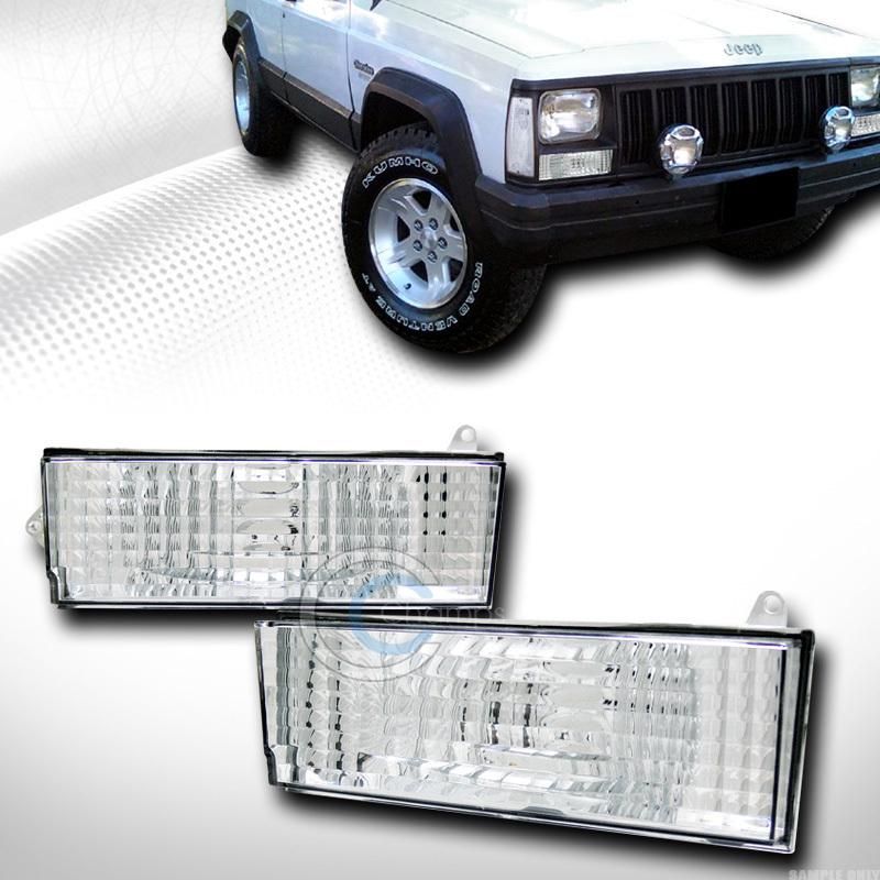 Chrome clear lens front signal parking bumper lights lamps 84-96 jeep cherokee