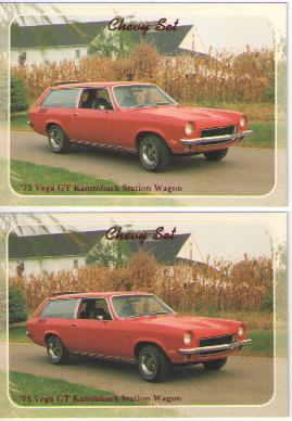 1973 chevy vega gt kammback wagon baseballcard sized cards - lot of 2 - must see