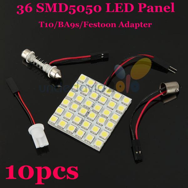 Lot 10x 7w 36 led 5050smd super bright dome panel light car roof reading lamp