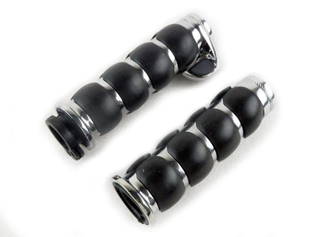 Chrome handlebar hand grips w/throttle boss for harley cruiser custom chopper