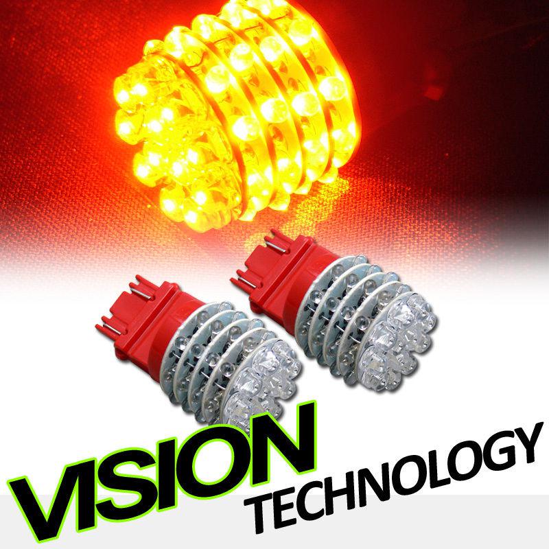 2pc amber 3157 wide view 48 led stop/brake tail light lamp bulbs 12v 3155 3155ll