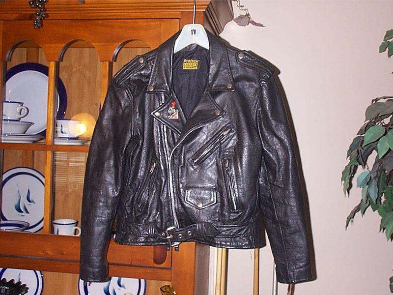 Protech leather motorcycle biker police jacket  nice rose daytona biker pin