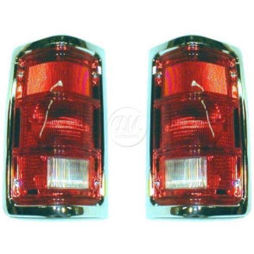 81-87 dodge ramcharger pickup truck taillights lamp with chrome trim pair set