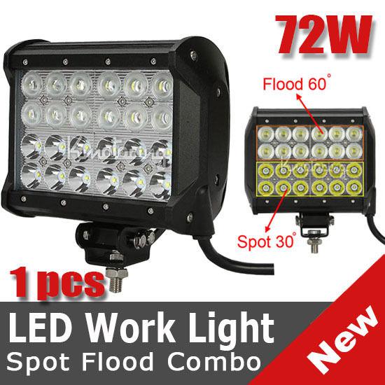 72w 7inch quad row cree led spot flood combo work light offroad lamp truck van