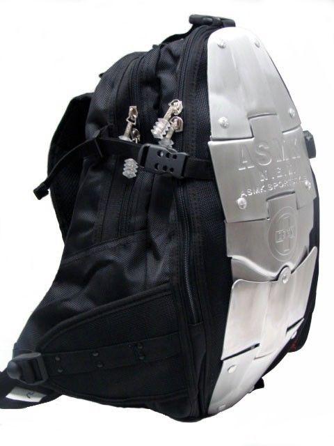 Motorcycle aluminum armor backpack back pack spine protector black riding bag