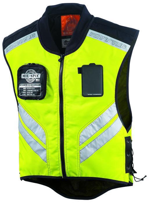 Icon military spec motorcycle vest yellow x-large/xx-large/xxx-large