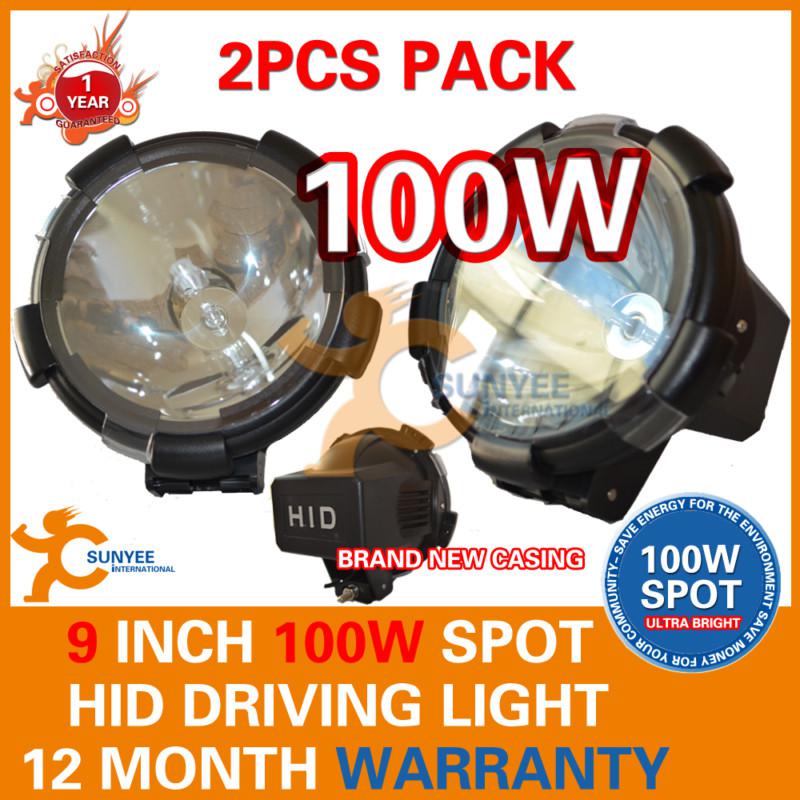 Pair 9inch 100w hid xenon driving spot offroad work lights 4wd sekil 75w 12v 24v