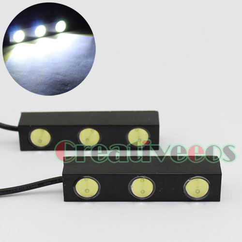 2x 6w 3leds "eagle eye" high power tail back up backup led reverse light lamp